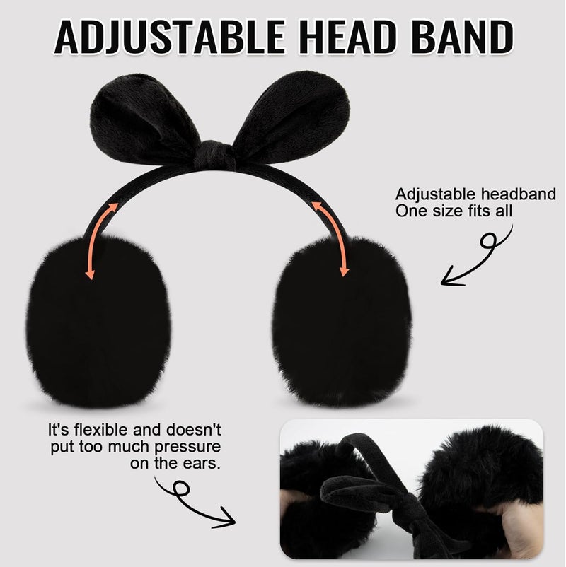 FSTEOE Winter Ear Muffs Women Warm Earmuff Girls Ear Warmers Soft Plush Outdoor Adjustable Ear Cover - Image 2